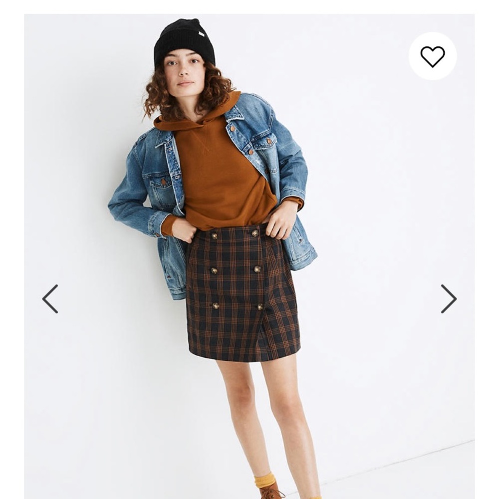 Madewell double breasted plaid skirt